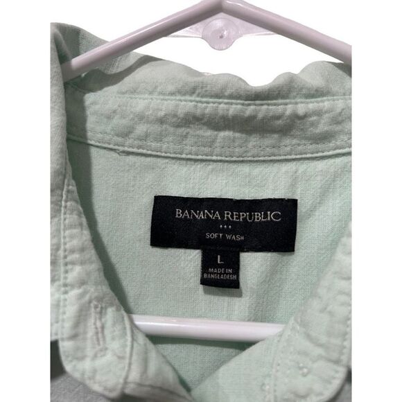 Banana Republic Long Sleeve Soft Wash Button Down Shirt Mint Green size Large - Picture 8 of 11